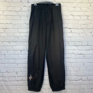 Vintage Bogner Full Side Zip Elastic Waist Embroidered Ski Pants Black Sz S